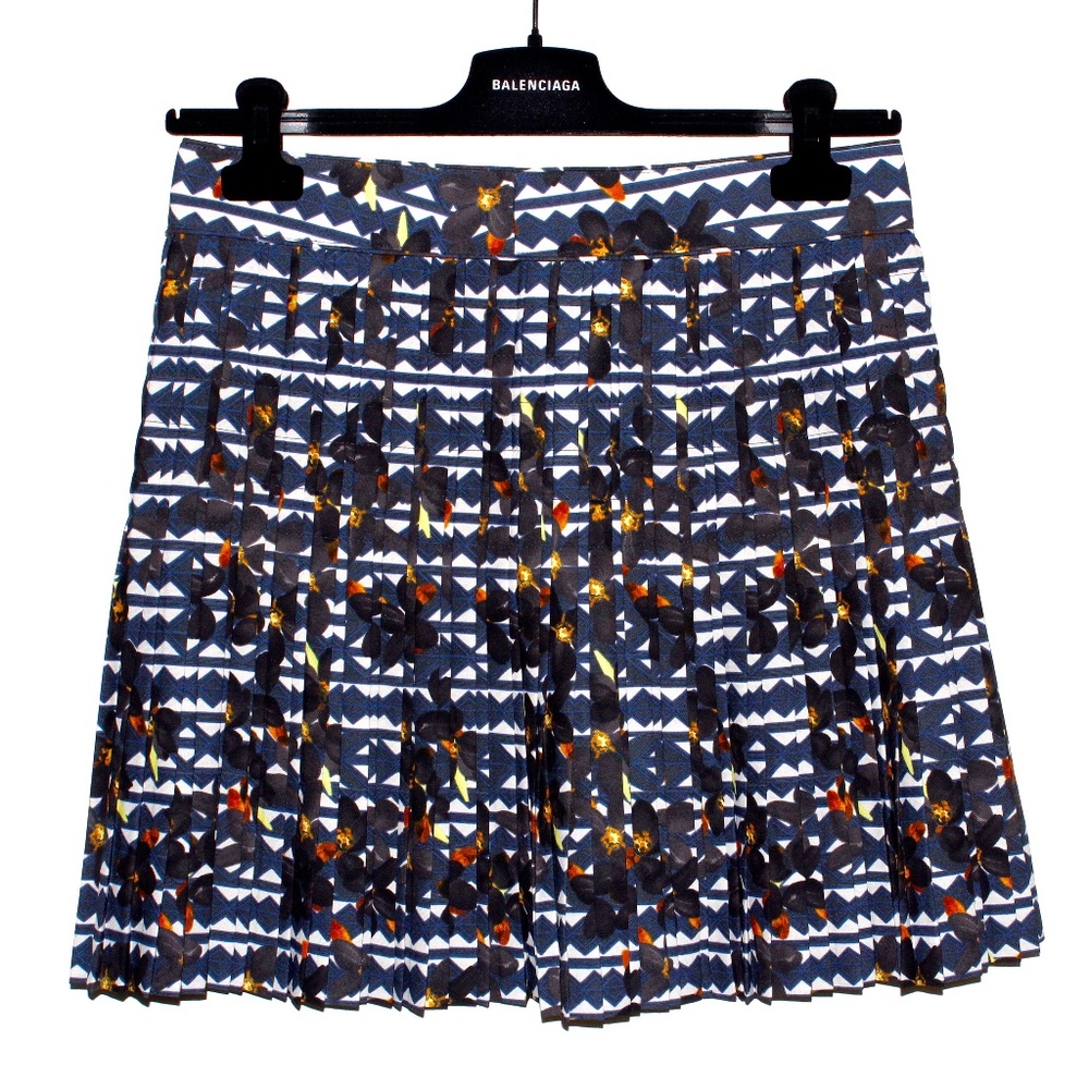 J. Crew Pleated Floral and Geometric Mini Skirt